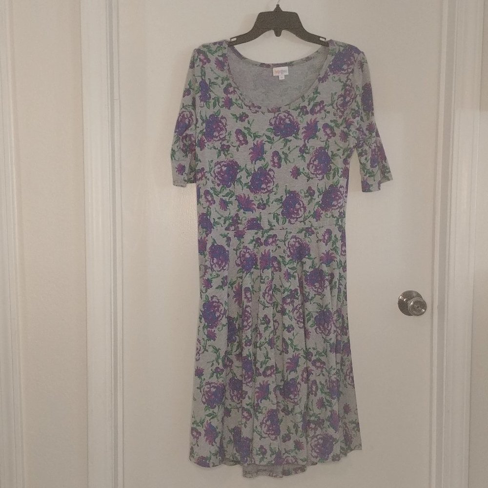 LuLaRoe Gray Floral Nicole Dress